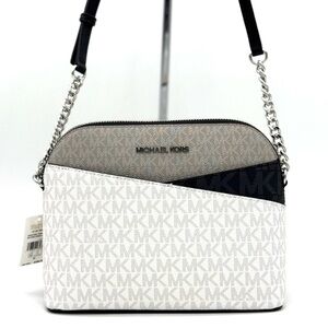Michael Kors Medium Dome Jet Set Travel Xbody Bag Optic White Multi